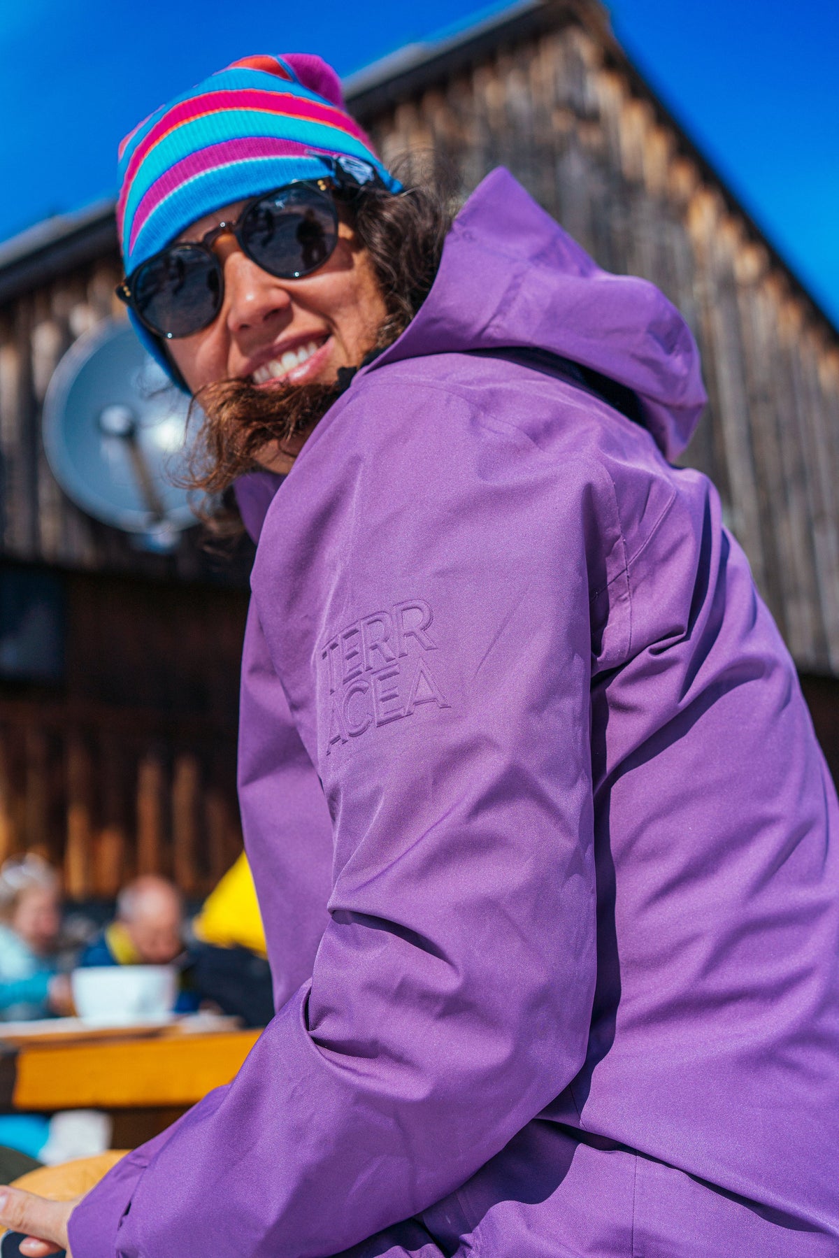 Trillium shell jacket worn outdoors